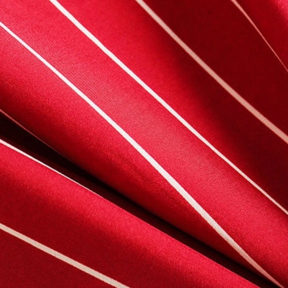 Hong Tai Lang Red & White Stripe Long Sleeves Dip-Back Shirt Women's Size S - Picture 9 of 14